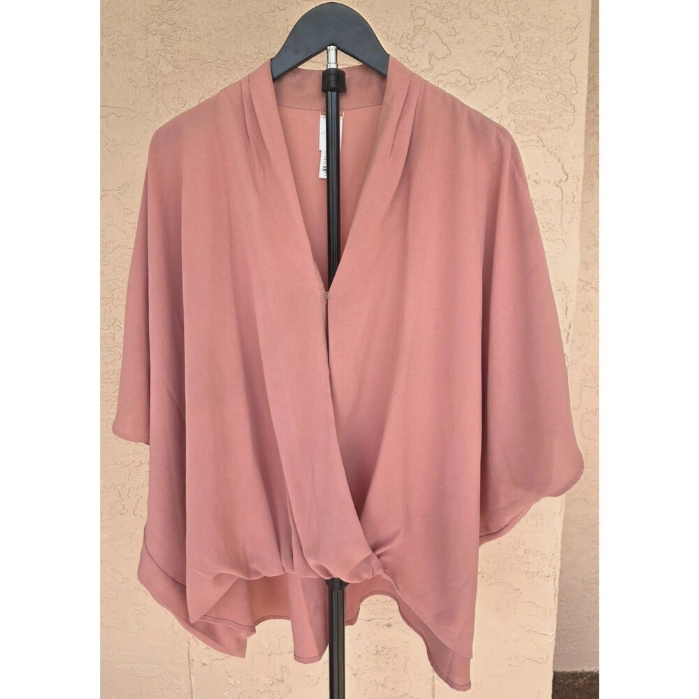 MARLA WYNNE Dusty Rose Draped Twist-Front Faux Wrap Oversized Blouse XL